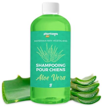 PLANTAWA - Aloe Vera Hundeshampoo 1L | Hundeshampoo für empfindliche Haut und Dermatitis | Anti-Irritation Action Allergenfrei, Parabenfrei, 100% Vegan mit natürlichen Extrakten