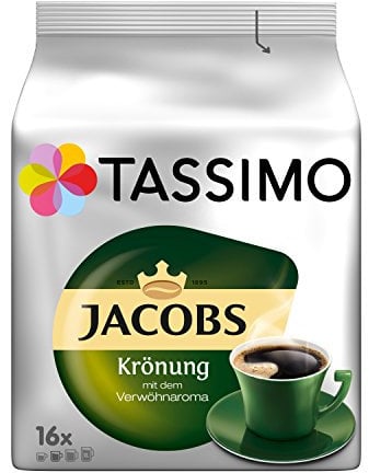 Tassimo Jacobs Krönung Kaffeediscs, Arabica & Robusta, Kräftig, 16 Stück