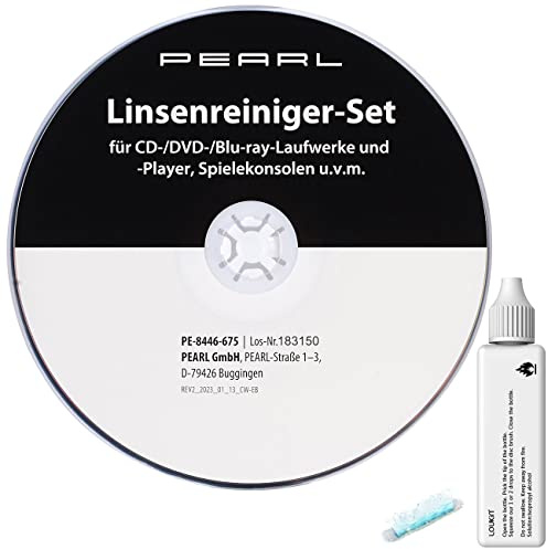 PEARL Reinigungs CD: Linsenreiniger-Set für CD-/DVD-/Blu-ray-Laufwerke und -Player u.v.m. (Reinigungs für Player, DVD, Disc)