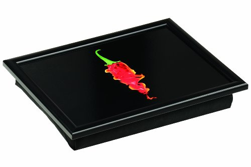 Premier Housewares Knietablett Flaming Chilli 44x31 cm, Baumwolle, MDF, schwarz, 34x44x6