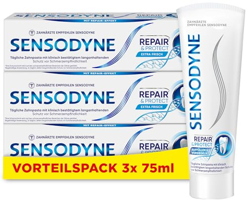 Zahnpasta - Sensodyne Repair* & Protect, tägliche Zahncreme mit Zinnfluorid für schmerzempfindliche Zähne und langanhaltenden Schutz, 3x75 ml