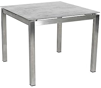 Greemotion Bistrotisch Sydney Edelstahl Glaskeramikplatte ca. 90 x 74 x 90 cm Silber/Grau