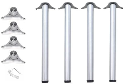 durante® TFD23 Tischbeine Edelstahl Optik gebürstet 4er Set H 710mm | Höhe 710 mm, Durchmesser 60 mm, inkl. Montagematerial, für Esstische & Schreibtische