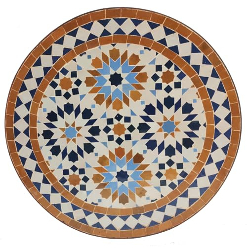 Casa Moro Mosaiktisch Rund – Gartentisch Terrassentisch Fliesentisch | Balkontisch, Beistelltisch Aus Marrakesch Marokko Ø 45 cm