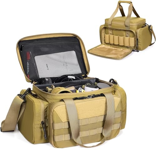 OneTigris Range Bag, Einsatztasche Polizei Tasche Taktisch Waffentasche für Jagd Schießstand Angeln Wandern Outdoor, Coyote Braun