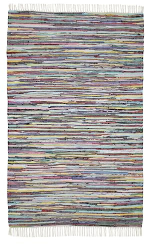 andiamo Fleckerlteppich Multi - handgewebter Flickenteppich Boho aus 100% Baumwolle, waschbarer Teppich und Läufer für Wohnzimmer, Flur & Küche, 50 x 80 cm