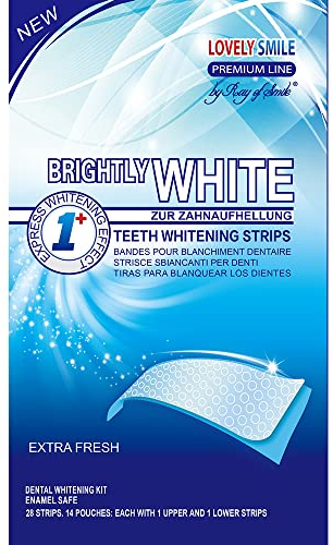 28 LOVELY SMILE Premium Line Teeth Whitening Strips - Zahnaufhellung ohne Zahnempfindlichkeit, Peroxidfrei - Schnelle Wirkung - Sicher für Zahnschmelz, 28 WHITE-STRIPS von RAY OF SMILE