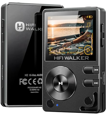 HIFI WALKER H2 MP3-Player, Bluetooth 5.2, Hi-Res FLAC, 64 GB microSD-Karte | Detailreicher Hi-Res Klang mit ESS ES9018K2M DAC, DSD128, USB-DAC, Line-Out, Metallgehäuse und microSD bis 512 GB