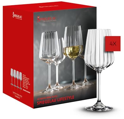 Spiegelau Weißweingläser 4er Set, 440 ml, LifeStyle, 4450172, Weinglas aus Kristallglas, spülmaschinenfest, Klar