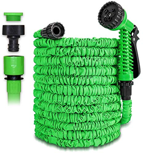UC-Express Gartenschlauch Flexibel Wasserschlauch 7,5m-250ft Dehnbarer Schlauch Bewässerung, Grün, Polyester, Garten, 1 Stück, 75m - 250ft
