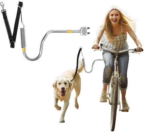 iPetba Fahrradleine für Hunde mit Quicklock und Abstandhalter - Fahrrad Hundeleine mit Stoßdämpfern und Schnell Befestigungsmechanismus Für Laufen, Radfahren, Draußen
