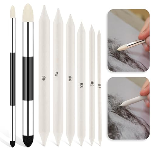 8 Stück Zeichnen Bleistift Papierwischer Blending Stifte Künstler Mischschwamm Stift Dual-Tip Künstler Professionelle Mischstümpfe Und Tortillions Wiederverwendbare Zeichenkunst Mischwerkzeuge Skizzen