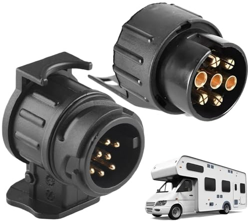 Jiavlyx 2 Stück Anhänger Adapter, 13 Auf 7 Polig Und 7 Auf 13 Polig, Anhänger Adapter Stecker, Anhängerbuchse Adapter, Adapter Nach ISO 1724 Und 11446 Genormt, AHK Verbinder Für PKW Kfz Und LKW
