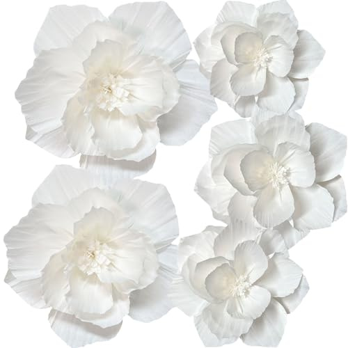 ANSOMO, weiße Papierblumen, künstliche 3D-Wanddekoration, für Hochzeit, Geburtstag, Brautparty, Babyparty, Kinderzimmer, Hintergrund, Tischdekorationen, Partydekorationen