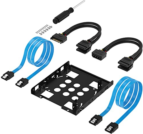 Sabrent 2,5” zu 3,5” HDD SSD Einbaurahmen, Festplatten Montage Kit Adapter [inklusive 2X SATA Datenkabel und 2X Stromkabel] (BK-HDCC)