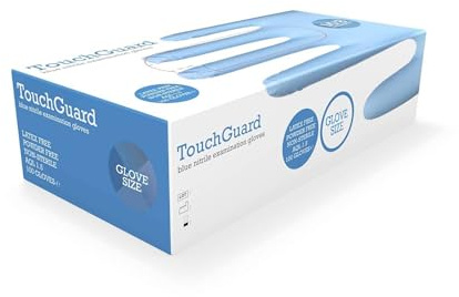 TouchGuard Blue Einweg-Nitrilhandschuhe, Puderfrei und Latexfrei, Karton mit 200 Stück, Größe S