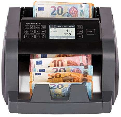 ratiotec rapidcount S 575 Banknotenzählmaschine für gemischte Banknoten mit Wertermittlung in schwarz