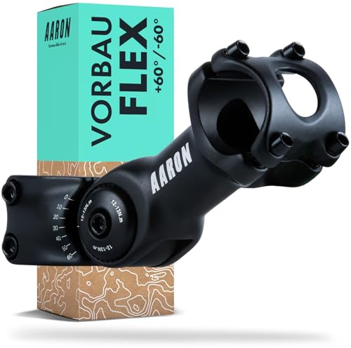 AARON Flex Fahrrad Vorbau - höhenverstellbarer Lenkervorbau - Vorbau für ergonomische Sitzhaltung - Lenkererhöhung für Fahrradlenker geeignet für Trekkingrad, E-Bikes, Citybike, Stadtrad, MTB, schwarz