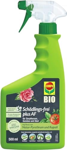 COMPO Schädlings-frei plus AF - Spray gegen Blattläuse, Schildläuse, Wollläuse, Buchsbaumzünsler & Co. - für Zierpflanzen und Kernobst - 500 ml - anwendungsfertiges Insektizid