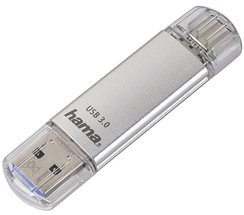 Hama 16GB USB-Speicherstick mit USB 3.2 Gen 1-Type-C (2-in-1 USB-Stick, z.B. für Android Handy, Tablet, Computer, Notebook, MacBook, OTG, 40MB/s) USB-Typ-C Handy-Stick, Doppel Memory-Stick Silber