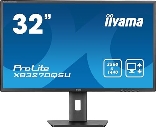 iiyama Prolite XB3270QSU-B1 WQHD IPS-Monitor | 80 cm, 31,5, 100Hz, HDMI, DP, USB3.2, Lautsprecher, Kopfhöreranschluss, Adaptive Sync, Höhenverstellung, VESA, schwarz