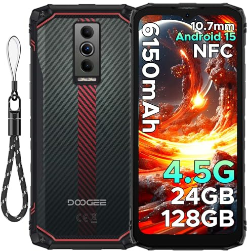 DOOGEE Blade 10 Energy Outdoor Handy Android 15, 24GB RAM/128GB ROM(2TB) 6150mAh Akku, 10,7mm ultradünn Outdoor Smartphone, 6.56 HD+90Hz,16MP+8MP Kamera, 3 Card Slots/NFC/Face ID/OTG/IP68/I69K