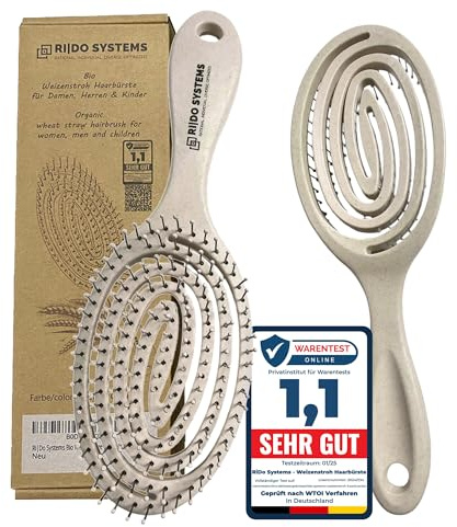 Ri|Do Systems Haarbürste ohne Ziepen – Detangler Bürste, Entwirrbürste & | Lockenbürste für feine und lange, nasse und trockene Haare - Haarbürste Frauen Männer Kids - curl brush – sand/creme