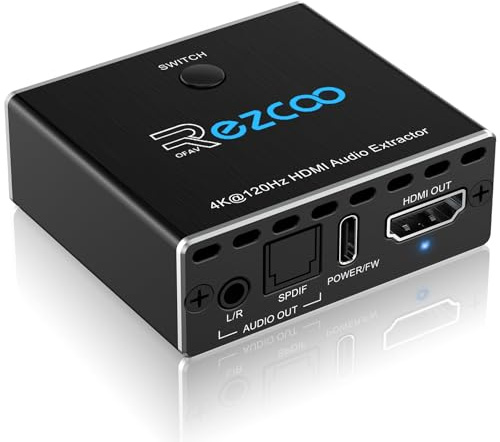 8K@60Hz 4K@120Hz HDMI2.1 Audio Extractor 2 in 1 Out,48 Gbps,HDCP 2.3, SPDIF 5.1Ch,L/R 2.1Ch,Supports,ARC TV Apps,VRR,ALLM,HDCP Bypass,HDR,Vision Atmos,Soundbar,Graphics Card