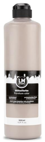 LM-Kreativ Möbelfarbe 500 ml, Greige wie Kiesel | Hochdeckende Möbellack für Innen- und Außenbereich, Möbelfarbe ohne Schleifen, Küchenfarbe/Küchenfront Farbe