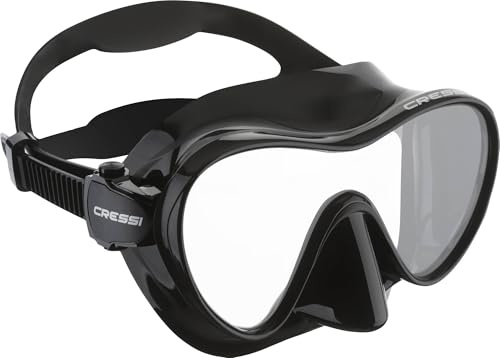 Cressi Rahmenlose Tauchmaske F1 - Beschlagfreie Glaslinse, Taucherbrille - Ergonomischer Silikonrand, Schnorchelmaske - Dry-Schnorchel & Schnorchelset - Schwarz - Maske