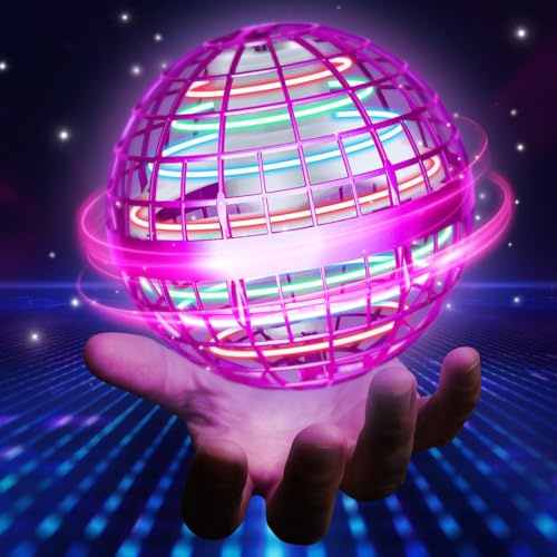 UROINT 2026 Fliegender Ball Spielzeug Rosa, Hover Flying Boomerang Drohne | Schwebender Spielball mit LED Licht, Flying Toys für Mädchen und Junge, Geschenk für Kinder ab 6, 7, 8, 9, 10, 11, 12 Jahre