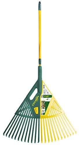 Gardi Rex Laubsauger mit Teleskopstiel - Harke - Laubsammler - Rechen Garten - Krallenbesen - Laubbesen - Rasenrechen - Rasenharke - Fächerbesen - Gartengeräte (85-146 cm)