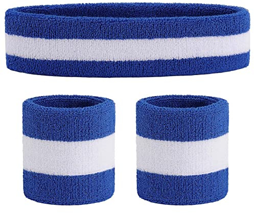 ONUPGO Schweißband Set Sportstirnband Handgelenk gestreifte Schweißbänder Frottee Sporttraining Basketball-Armband Stirnbänder Feuchtigkeitstransport Schweiß absorbierendes Stirnband