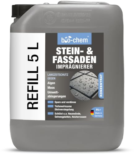 bio-chem Stein- & Fassaden-Imprägnierer 5L Kanister | Steinimprägnierung und Fassadenschutz als tiefenwirksame Versiegelung gegen Grünbelag