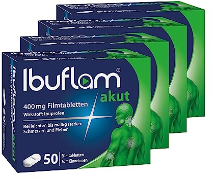 Ibuflam® 400 mg Ibuprofen Schmerztabletten | Vorteilspack 4x50 Stück | Schnelle Wirkung bei Schmerzen, Fieber & Erkältung
