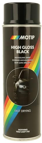 MOTIP Sprühfarbe Schwarz glänzend 500 ml - Acryllack Farbspray | Witterungsbeständiger Autolack für Metall, Holz, Glas & Kunststoff - UV-beständig, schnelltrocknend & benzinresistent.