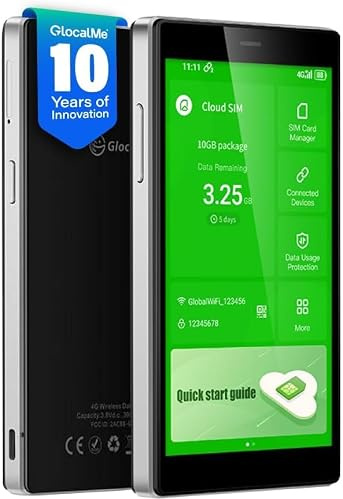 GlocalMe G4Pro 4G LTE Mobiler WLAN Router-Verfügbar in über 200 Ländern | Keine SIM nötig, 2.4GHz/5G Hz, WiFi Hotspot Mit 1GB globalen Daten, Verbindung von 10 Geräten gleichzeitig