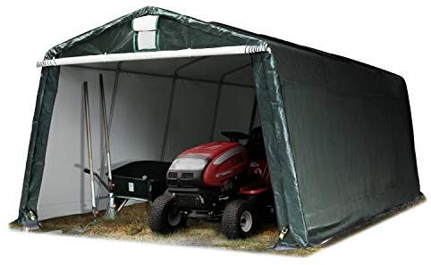 TOOLPORT Garagenzelt Carport 3,3 x 6,2 m Dunkelgrün – Weidezelt & Unterstand – PE-Plane 450 N, extra stabile Stahlrohrkonstruktion, wetterfester Lager- & Fahrzeugschutz