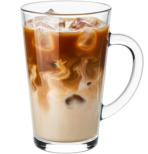 KONZEPT Latte Macchiato Gläser Set 6-teilig – 300 ml Kaffeetassen aus Glas mit Henkel, hitzebeständig & spülmaschinengeeignet, ideal für Kaffee, Tee, Latte, Heißgetränke