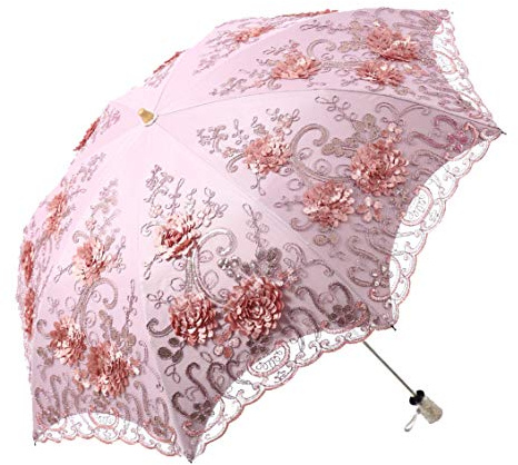 LCY Sonnenschirm Regenschirm,Regenschirm Uv-Schutz,Damen Spitze Sonnenschirm Brautschirm Taschenschirm