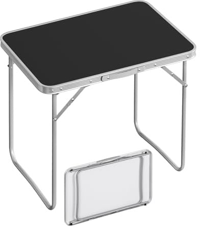 WOLTU Klapptisch Campingtisch mit Aluminiumrahmen Griff, Gartentisch aus MDF, Reisetisch klappbar, für Picknick Strand im Freien, 70 x 60 x 50 cm (B x H x T), Schwarz