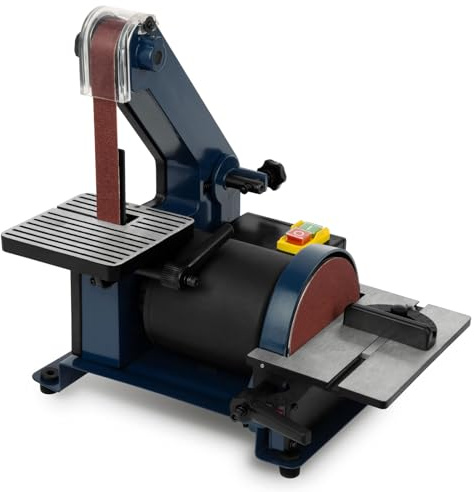 EBERTH Schleifmaschine Bandschleifmaschine Bandschleifer Tellerschleifer Elektrisch 300W (Verstellbare Werkzeugauflage, Verstellbares Schleifband, Antivibrationsfüße, inkl. Schleifpad & Schleifband)