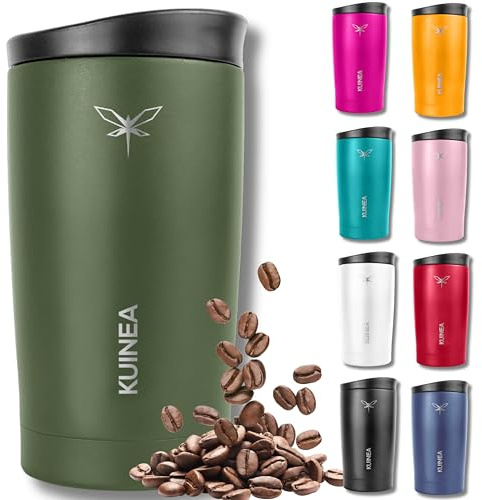 KUINEA Kaffeebecher To Go 350 ml – Edelstahl-Thermobecher, 100% auslaufsicher, bis zu 6 Stunden warm, BPA-frei – Grün