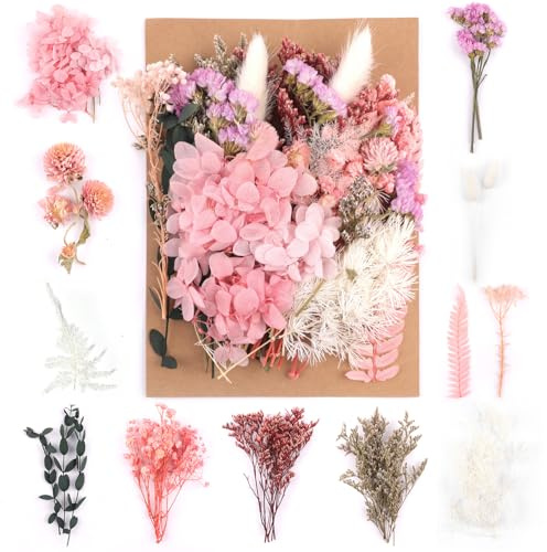 Natürliche Gemischte Getrocknete Blumen zum Basteln - Klein für DIY Epoxidharz Scrapbook Zubehör Handwerk Karten Machen (Rosa)