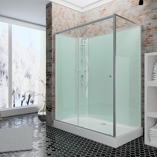 Schulte Fertigdusche Komplettdusche 120 x 90 cm Duschtempel Ibiza, 5 mm Sicherheits-Glas, Profile alu natur, duschkabine komplett, Duschwanne weiß