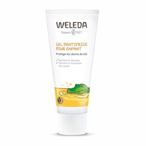 WELEDA Bio Kinder Zahngel – vegane Naturkosmetik Zahnpasta ohne Fluoride zur Zahnpflege von Milchzähnen & Zahnfleisch von Kleinkindern & Babys. Fluoridfreie Zahnreme zum Schutz vor Karies (1x 50ml)