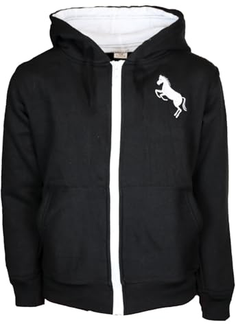 MS-Trachten Kinder Sweatjacke Paula Reitjacke Kaputzenjacke Pferd Hoodie schwarz (134/140)