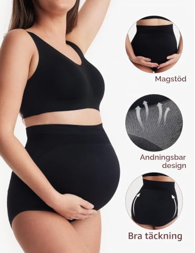 Momcozy Damen Umstandsunterwäsche mit hoher Taille, Weiche Nahtlose Schwangerschaftsunterwäsche, Über-Bauch-Schnitt