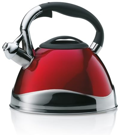 Kela 11658 Wasserkessel mit Pfeifton, Induktionsgeeignet, 3 L, Edelstahl, Varus, Rot