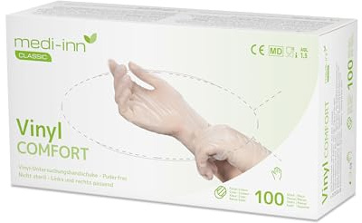 Medi-Inn Vinyl Comfort Einweghandschuhe, Gr. S, 1 x 100er-Pack, Untersuchungs- und Schutzhandschuhe
